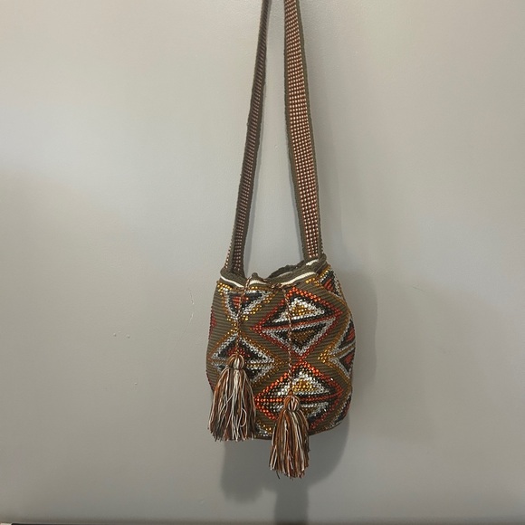 Wayuu Mochila Bucket Bag Crossbody Shoulder Bag Boho Hippie  Columbia - Picture 1 of 5